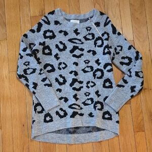Gray Leopard Print Sweater